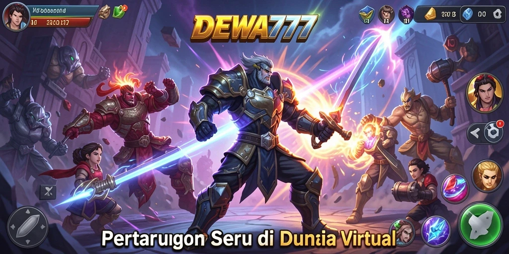 Tampilan seru dari gameplay pertarungan di DEWA777.