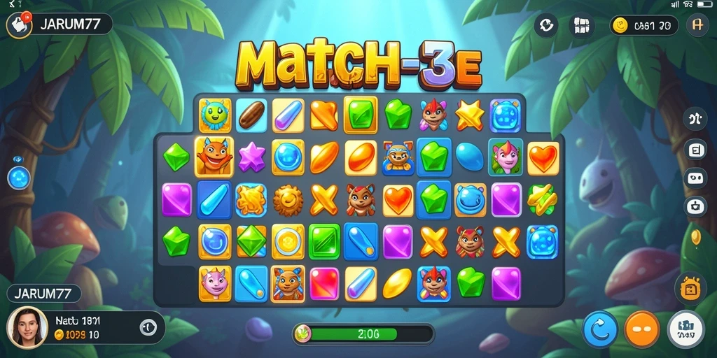 Cuplikan utama gameplay JARUM77 yang mendebarkan di genre Match-3.