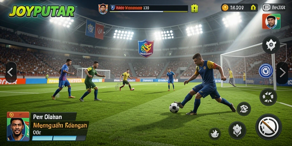 Tangkapan layar utama dari gameplay olahraga JOYPUTAR yang intens.