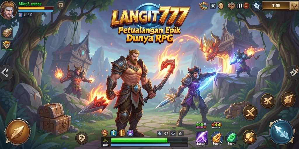 Screenshot menampilkan aksi pertempuran seru dalam LANGIT777 di dunia RPG.