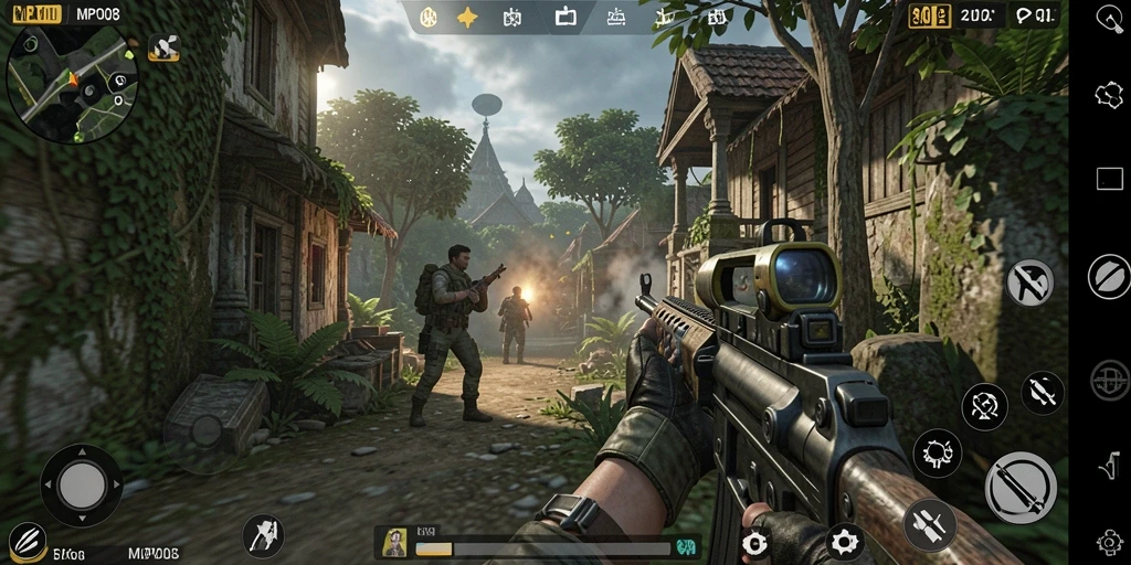 Screenshot MPO08 menampilkan aksi intens dalam gameplay TPS.