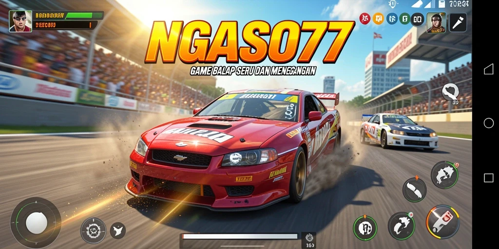 Screenshot NGASO77 menampilkan aksi balap yang mendebarkan di lintasan luar ruangan.