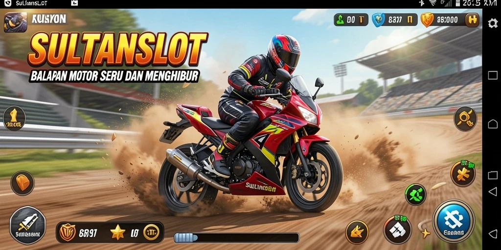 Gameplay seru dari SULTANSLOT yang penuh aksi balapan motor.
