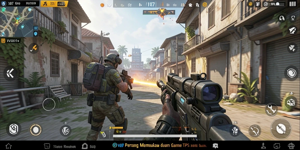 Screenshot gameplay TPS V87 yang menampilkan pertempuran intens.